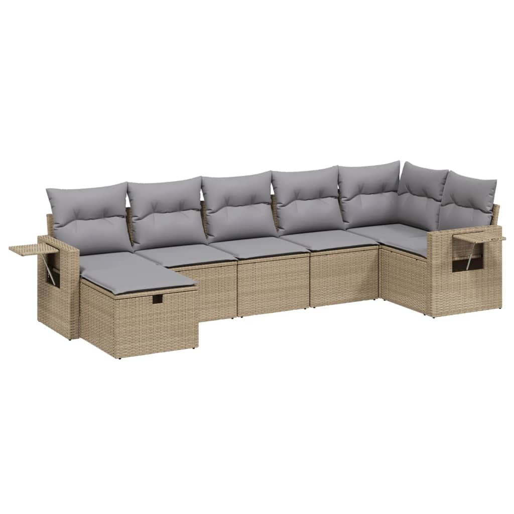 7-delige Loungeset met kussens poly rattan gemengd beige Tuinsets | Creëer jouw Trendy Thuis | Gratis bezorgd & Retour | Trendy.nl