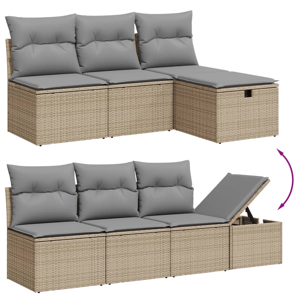 7-delige Loungeset met kussens poly rattan gemengd beige Tuinsets | Creëer jouw Trendy Thuis | Gratis bezorgd & Retour | Trendy.nl