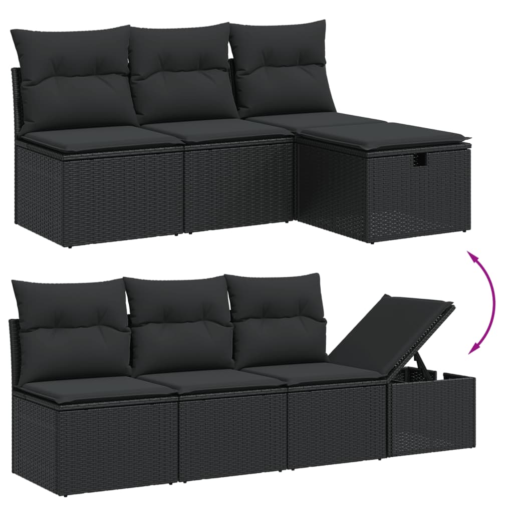 7-delige Loungeset met kussens poly rattan zwart Tuinsets | Creëer jouw Trendy Thuis | Gratis bezorgd & Retour | Trendy.nl