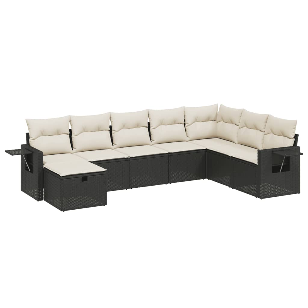 8-delige Loungeset met kussens poly rattan zwart Tuinsets | Creëer jouw Trendy Thuis | Gratis bezorgd & Retour | Trendy.nl