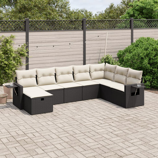 8-delige Loungeset met kussens poly rattan zwart Tuinsets | Creëer jouw Trendy Thuis | Gratis bezorgd & Retour | Trendy.nl