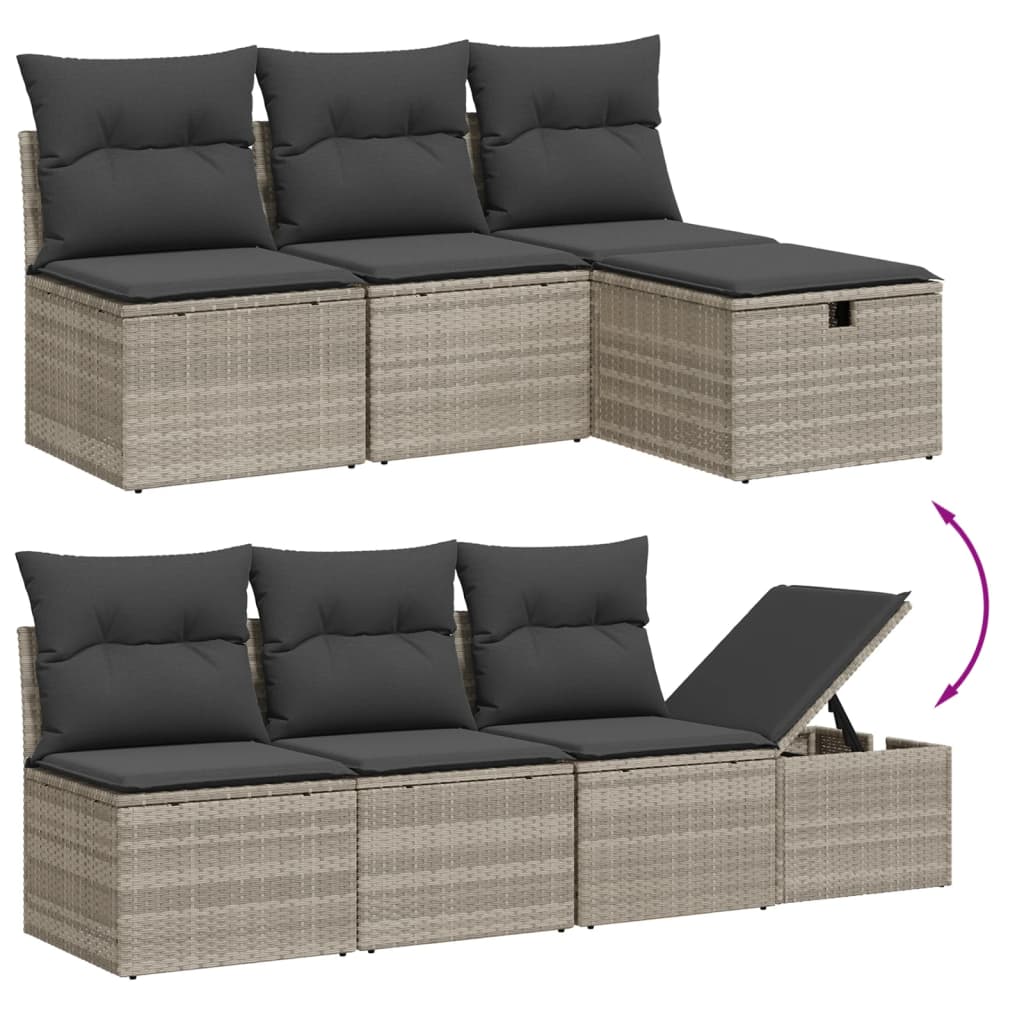 7-delige Loungeset met kussens poly rattan lichtgrijs Tuinsets | Creëer jouw Trendy Thuis | Gratis bezorgd & Retour | Trendy.nl