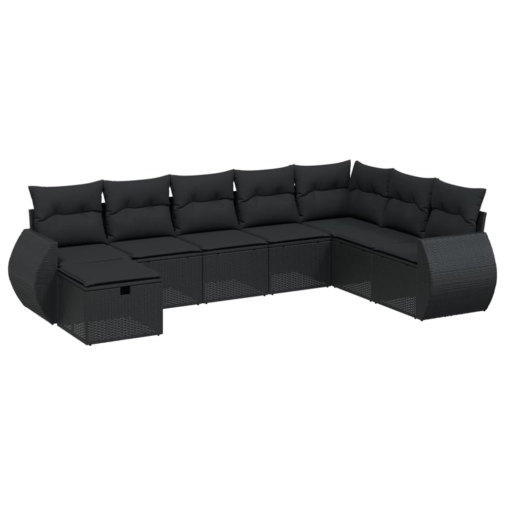 8-delige Loungeset met kussens poly rattan zwart Tuinsets | Creëer jouw Trendy Thuis | Gratis bezorgd & Retour | Trendy.nl