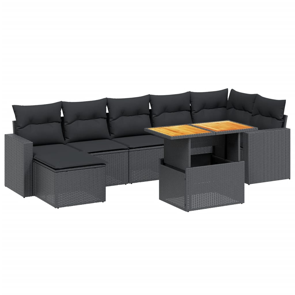 8-delige Loungeset met kussens poly rattan zwart Tuinsets | Creëer jouw Trendy Thuis | Gratis bezorgd & Retour | Trendy.nl