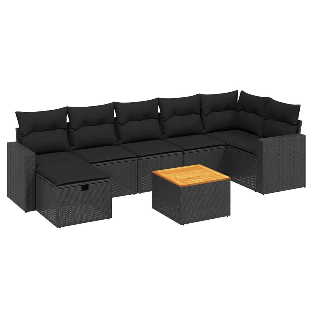 8-delige Loungeset met kussens poly rattan zwart Tuinsets | Creëer jouw Trendy Thuis | Gratis bezorgd & Retour | Trendy.nl