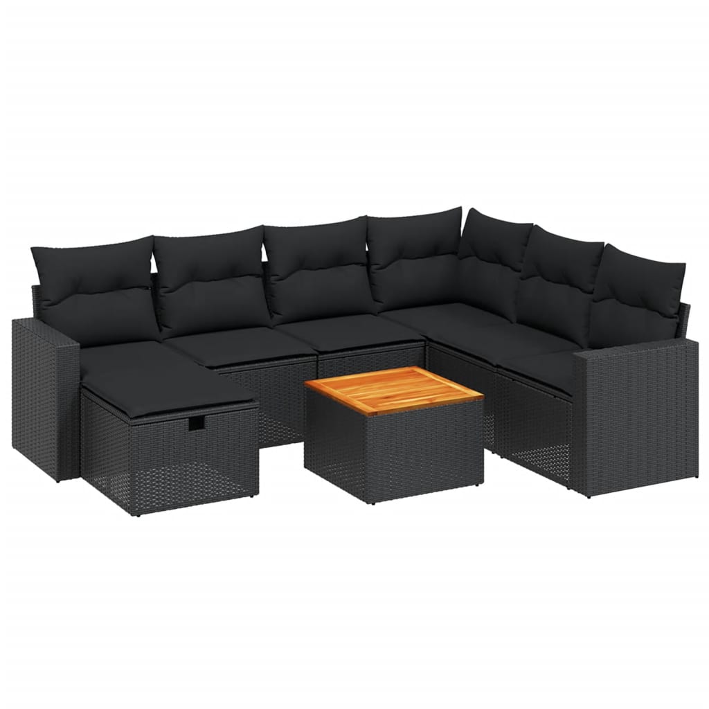 8-delige Loungeset met kussens poly rattan zwart Tuinsets | Creëer jouw Trendy Thuis | Gratis bezorgd & Retour | Trendy.nl