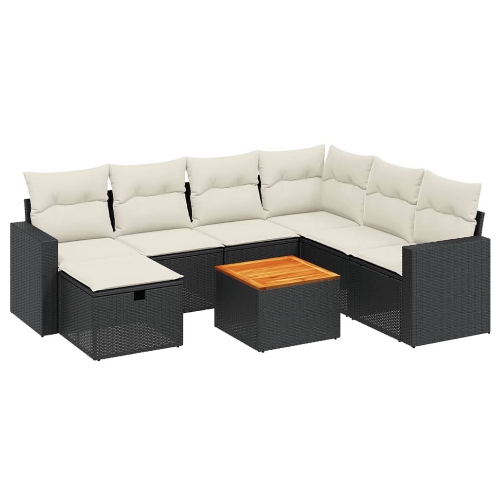 8-delige Loungeset met kussens poly rattan zwart Tuinsets | Creëer jouw Trendy Thuis | Gratis bezorgd & Retour | Trendy.nl