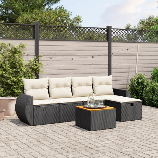 6-delige Loungeset met kussens poly rattan zwart Tuinsets | Creëer jouw Trendy Thuis | Gratis bezorgd & Retour | Trendy.nl