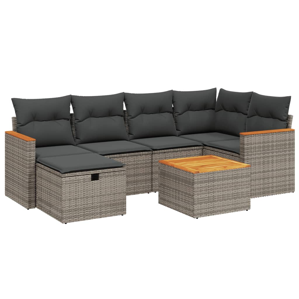 7-delige Loungeset met kussens poly rattan grijs Tuinsets | Creëer jouw Trendy Thuis | Gratis bezorgd & Retour | Trendy.nl