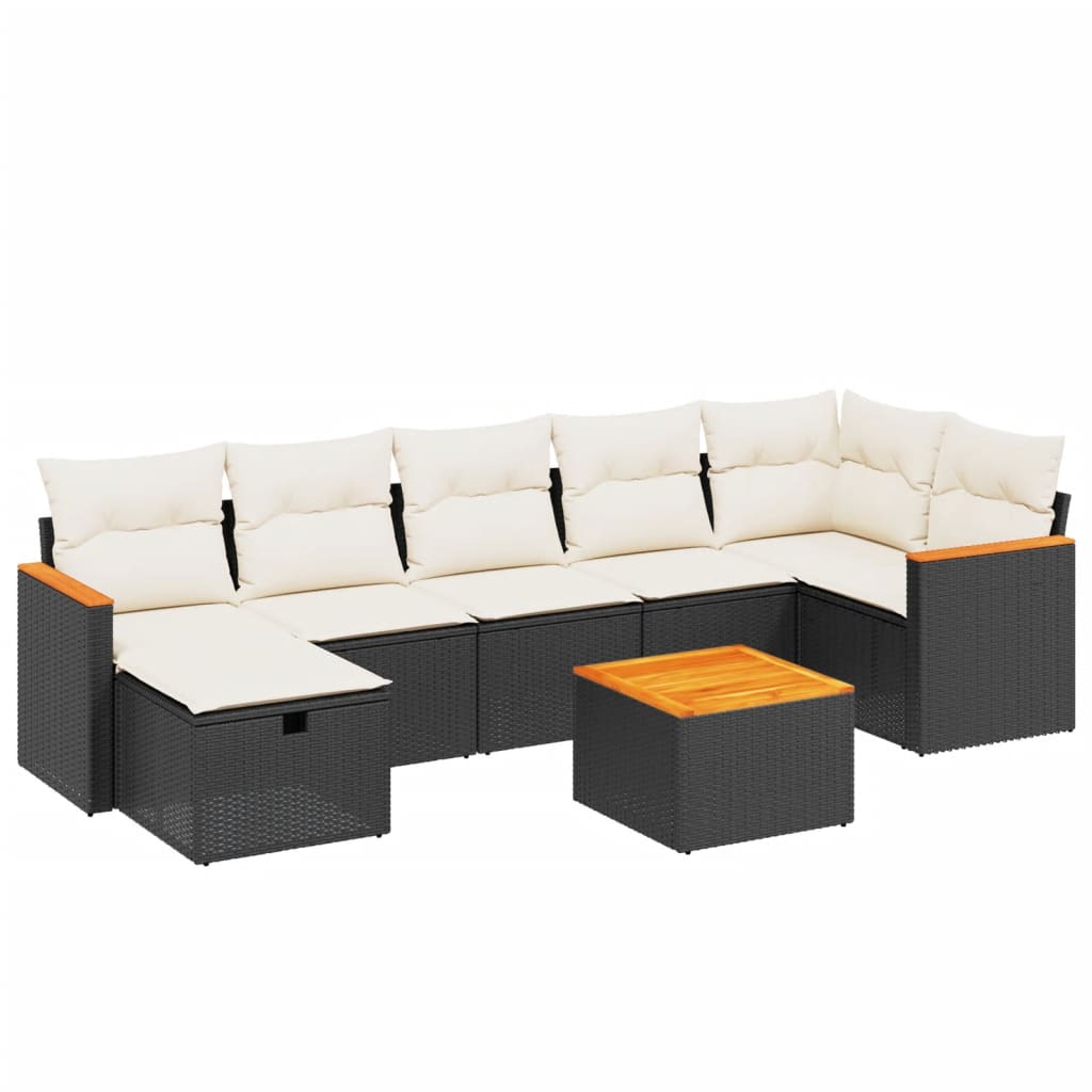 8-delige Loungeset met kussens poly rattan zwart Tuinsets | Creëer jouw Trendy Thuis | Gratis bezorgd & Retour | Trendy.nl