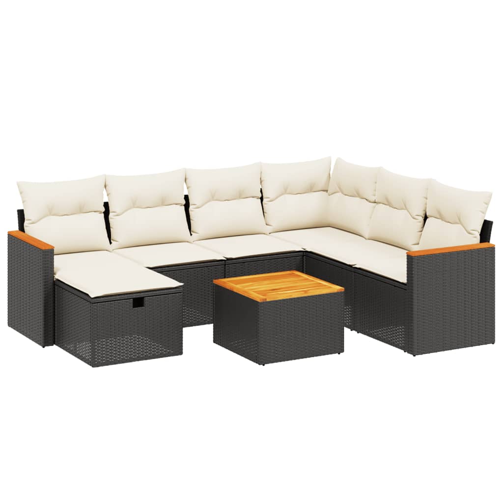 8-delige Loungeset met kussens poly rattan zwart Tuinsets | Creëer jouw Trendy Thuis | Gratis bezorgd & Retour | Trendy.nl