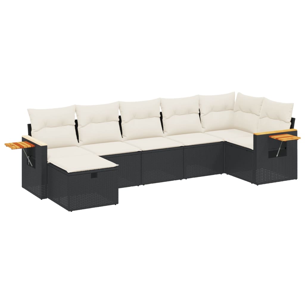 7-delige Loungeset met kussens poly rattan zwart Tuinsets | Creëer jouw Trendy Thuis | Gratis bezorgd & Retour | Trendy.nl