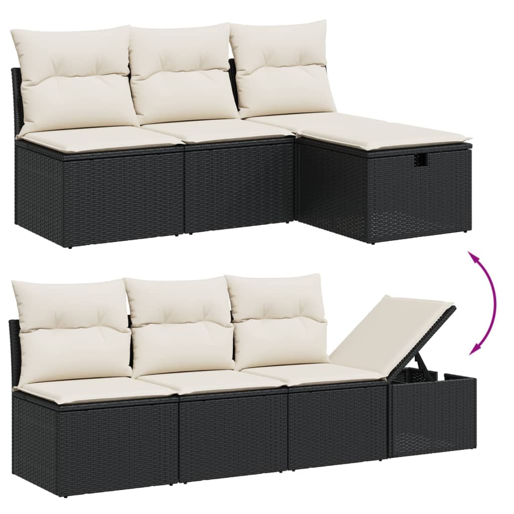 7-delige Loungeset met kussens poly rattan zwart Tuinsets | Creëer jouw Trendy Thuis | Gratis bezorgd & Retour | Trendy.nl