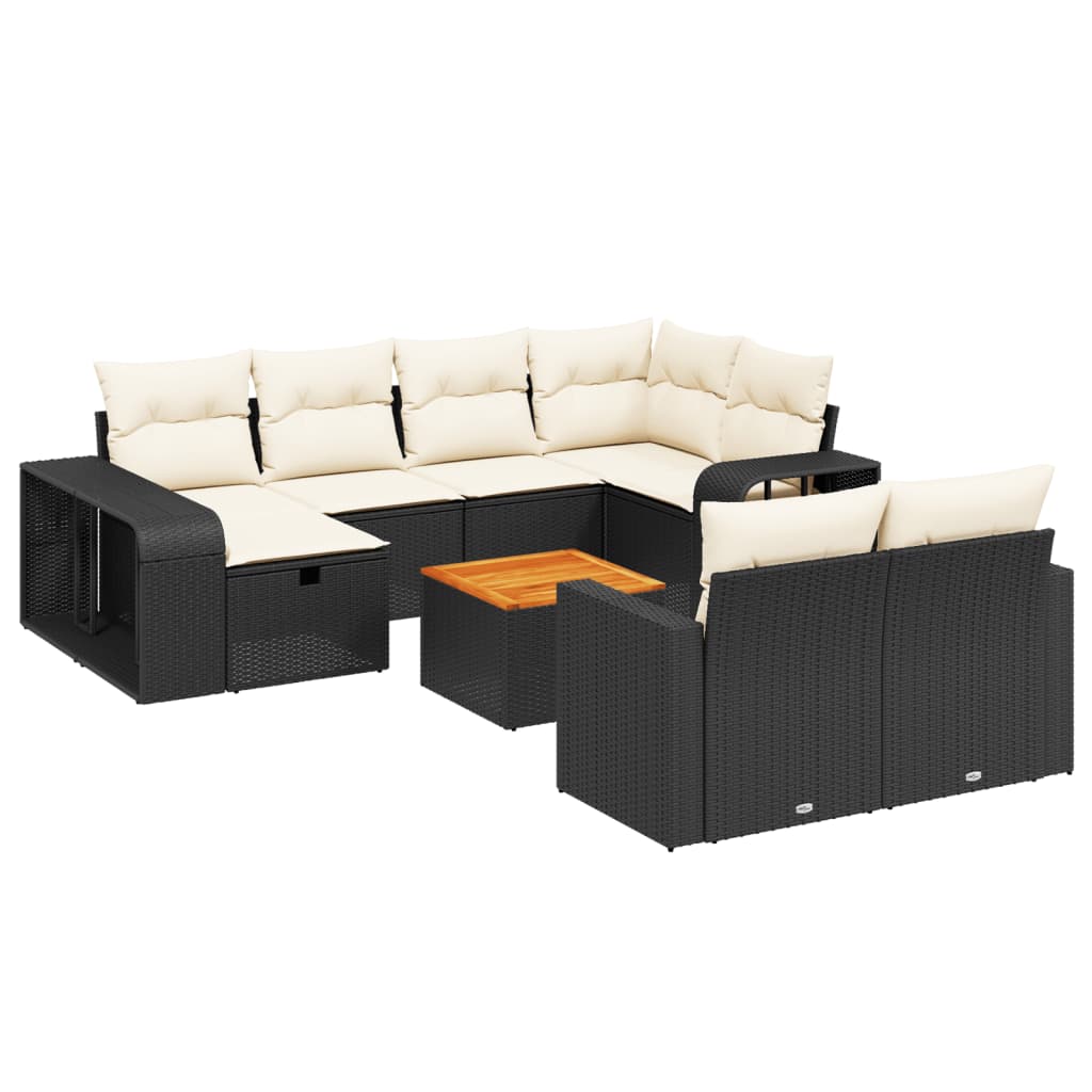 11-delige Loungeset met kussens poly rattan zwart Tuinsets | Creëer jouw Trendy Thuis | Gratis bezorgd & Retour | Trendy.nl