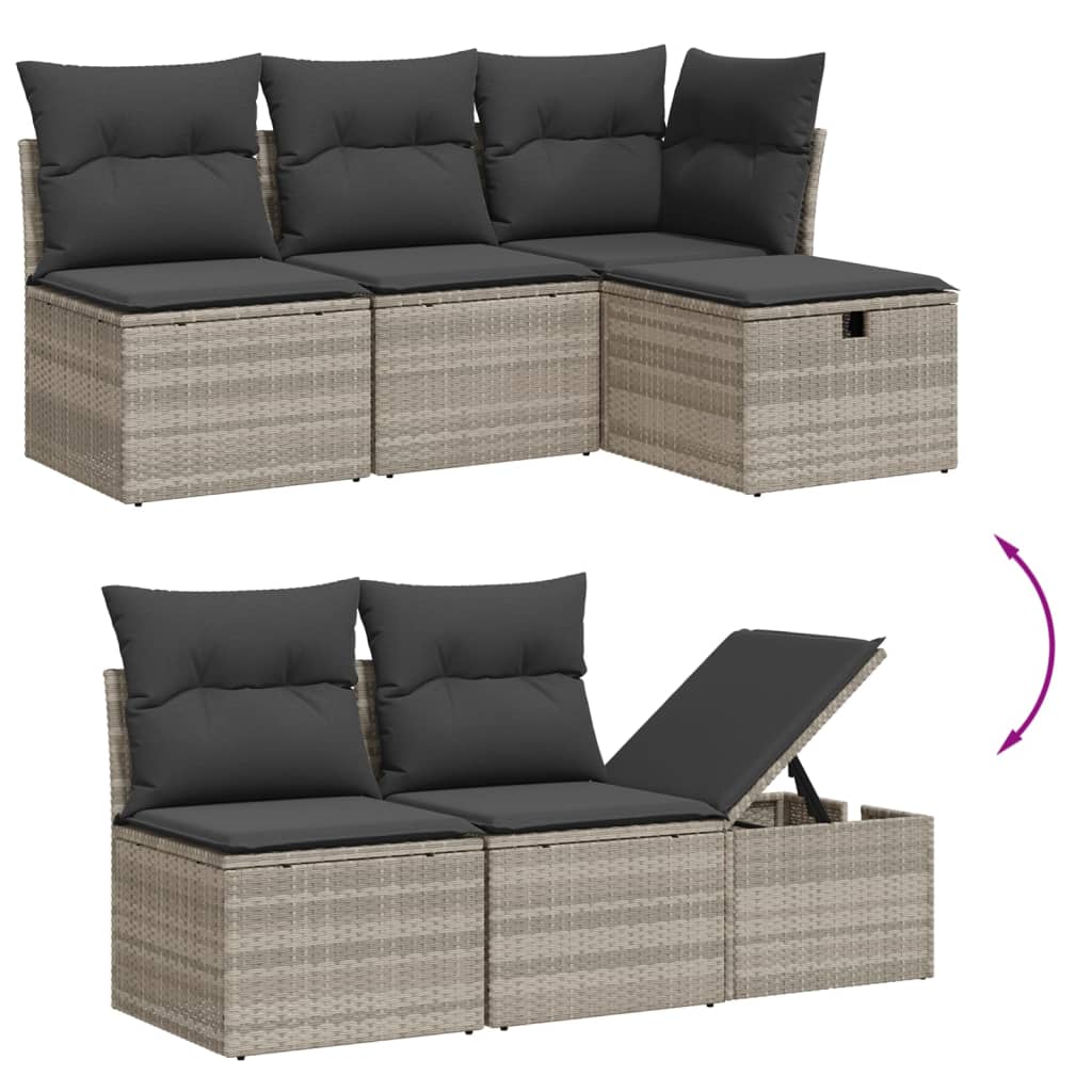 6-delige Loungeset met kussens poly rattan lichtgrijs Tuinsets | Creëer jouw Trendy Thuis | Gratis bezorgd & Retour | Trendy.nl