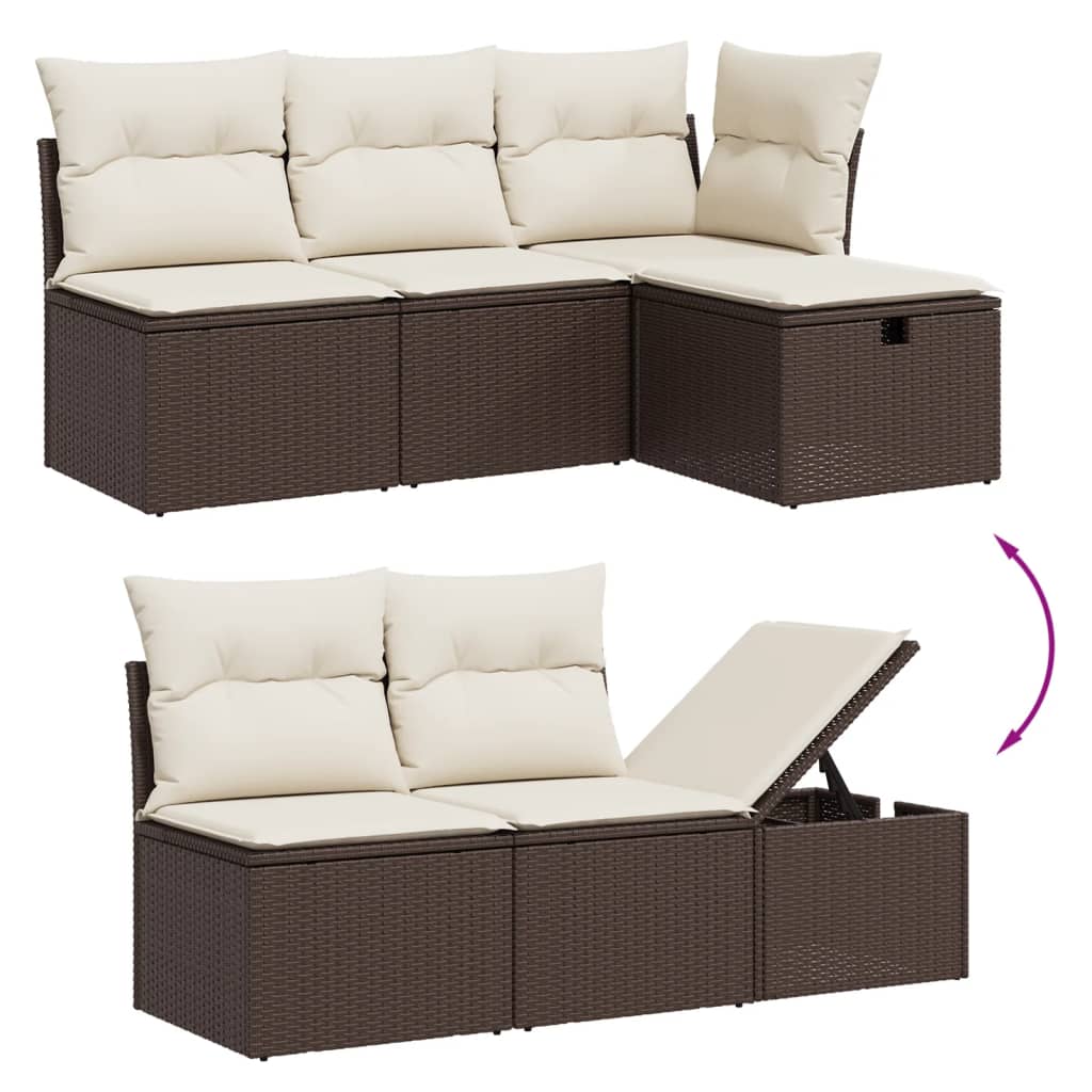 6-delige Loungeset met kussens poly rattan bruin Tuinsets | Creëer jouw Trendy Thuis | Gratis bezorgd & Retour | Trendy.nl