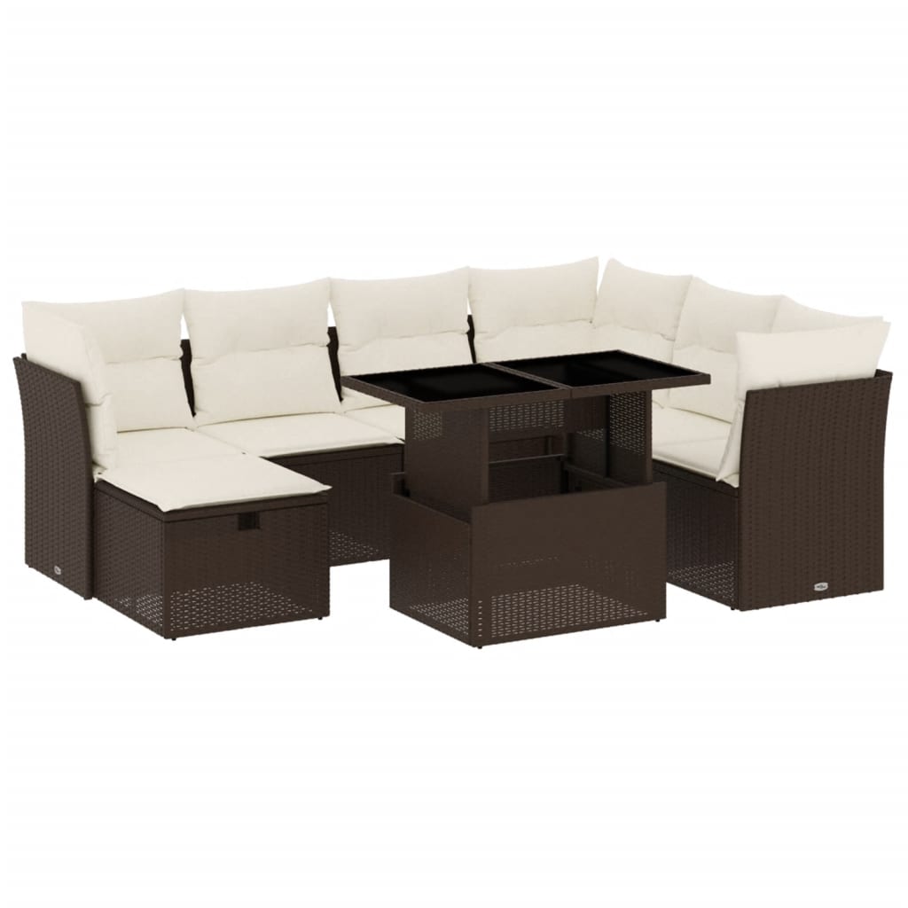 8-delige Loungeset met kussens poly rattan bruin Tuinsets | Creëer jouw Trendy Thuis | Gratis bezorgd & Retour | Trendy.nl