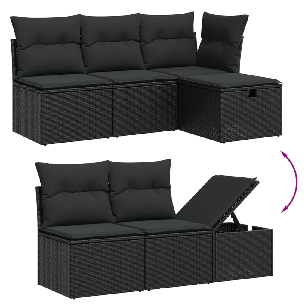 6-delige Loungeset met kussens poly rattan zwart Tuinsets | Creëer jouw Trendy Thuis | Gratis bezorgd & Retour | Trendy.nl