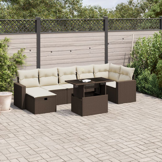 8-delige Loungeset met kussens poly rattan bruin Tuinsets | Creëer jouw Trendy Thuis | Gratis bezorgd & Retour | Trendy.nl