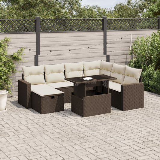 8-delige Loungeset met kussens poly rattan bruin Tuinsets | Creëer jouw Trendy Thuis | Gratis bezorgd & Retour | Trendy.nl