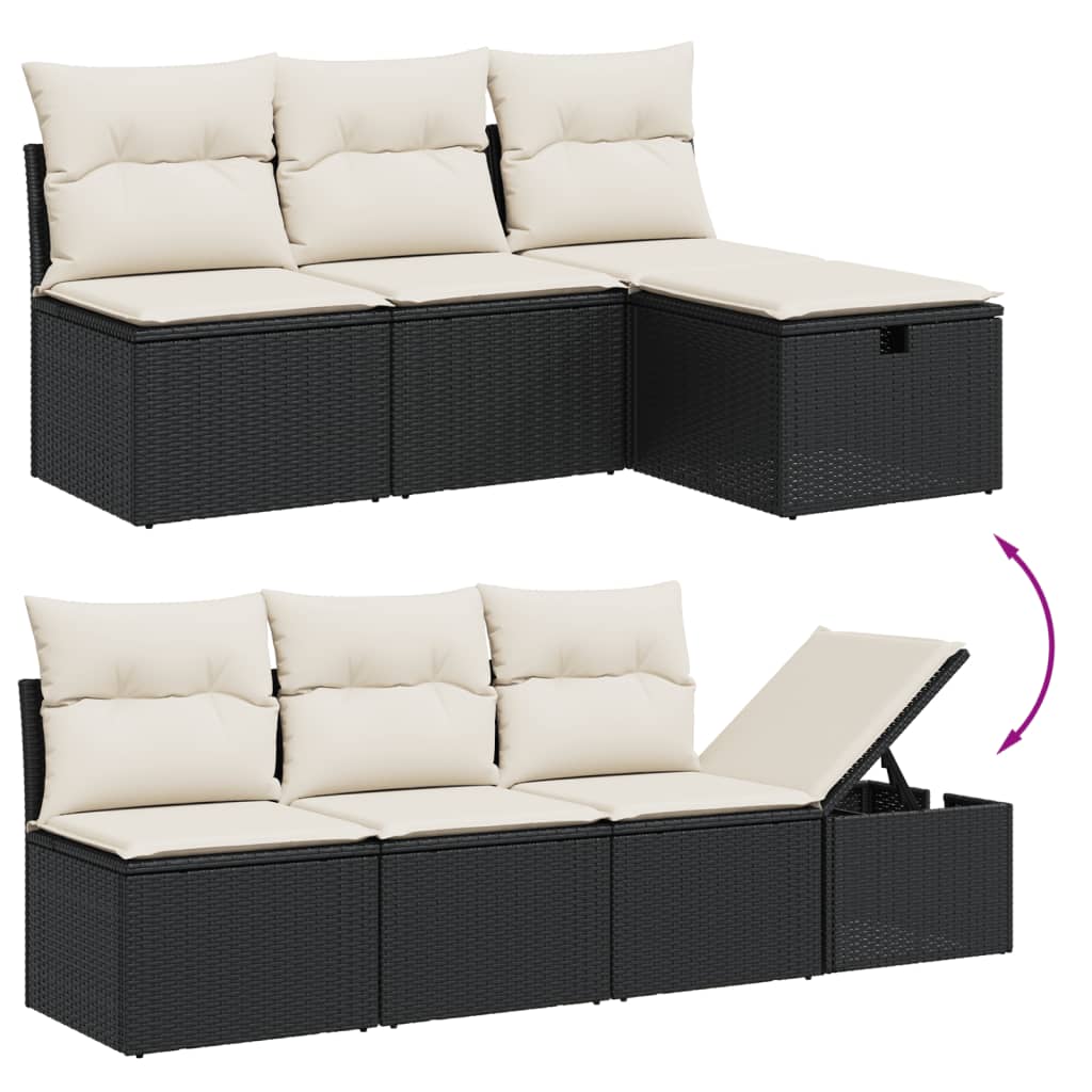 9-delige Loungeset met kussens poly rattan zwart Tuinsets | Creëer jouw Trendy Thuis | Gratis bezorgd & Retour | Trendy.nl