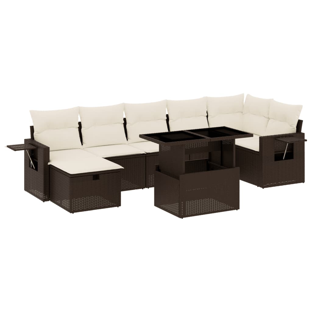 8-delige Loungeset met kussens poly rattan bruin Tuinsets | Creëer jouw Trendy Thuis | Gratis bezorgd & Retour | Trendy.nl