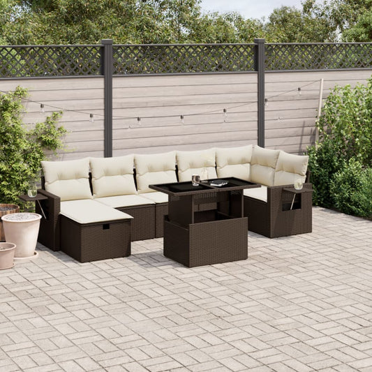 8-delige Loungeset met kussens poly rattan bruin Tuinsets | Creëer jouw Trendy Thuis | Gratis bezorgd & Retour | Trendy.nl