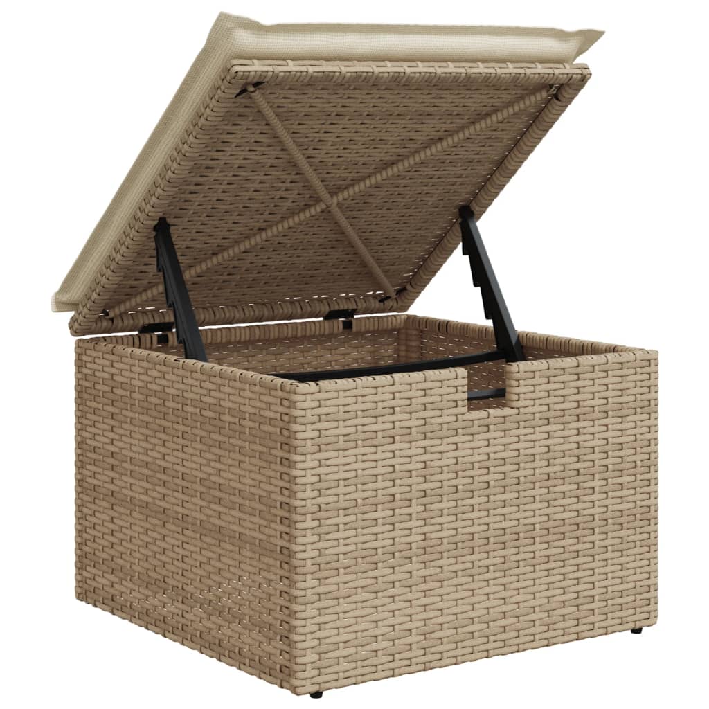 6-delige Loungeset met kussens poly rattan beige