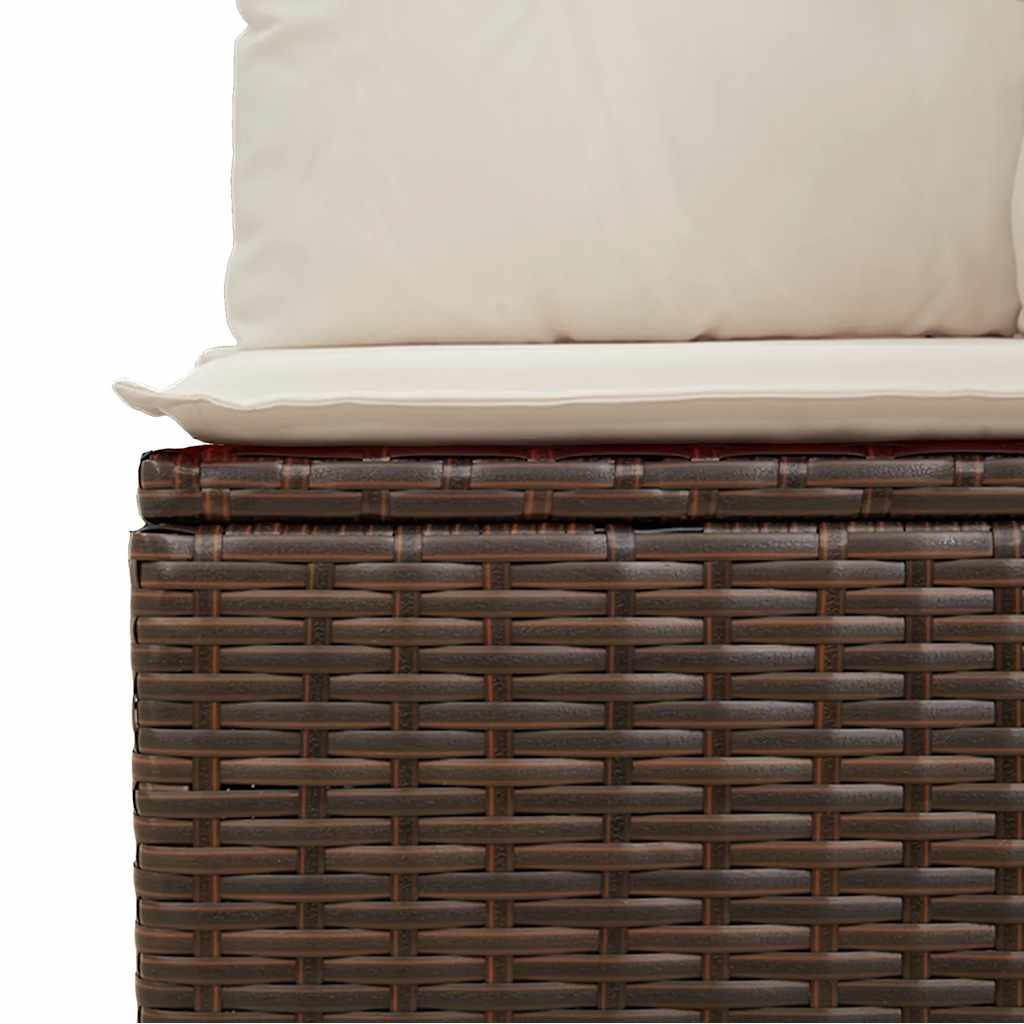 9-delige Loungeset met kussens poly rattan bruin