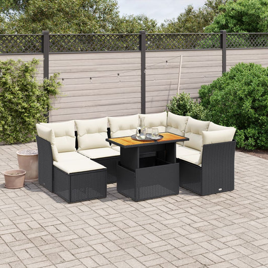 8-delige Loungeset met kussens poly rattan zwart Tuinsets | Creëer jouw Trendy Thuis | Gratis bezorgd & Retour | Trendy.nl