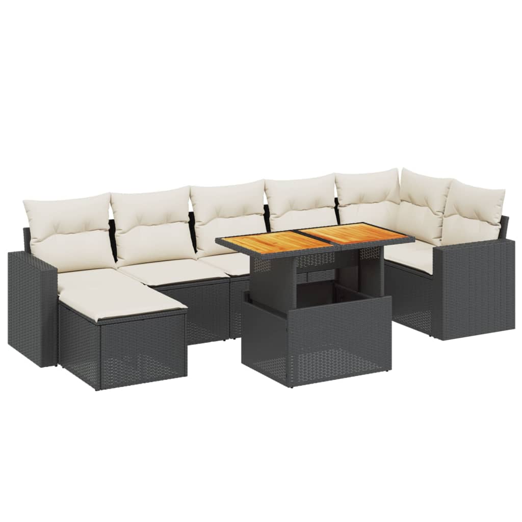 8-delige Loungeset met kussens poly rattan zwart Tuinsets | Creëer jouw Trendy Thuis | Gratis bezorgd & Retour | Trendy.nl