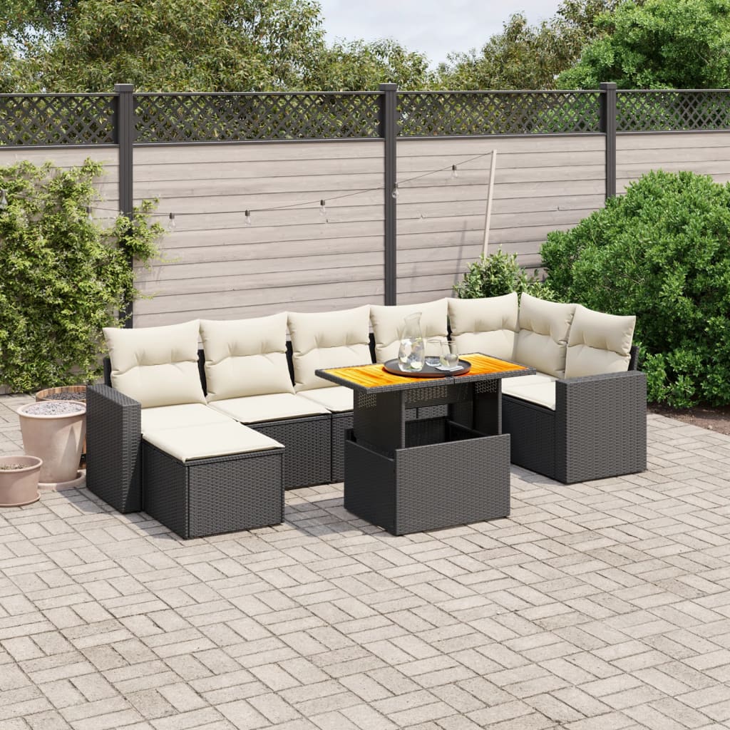 8-delige Loungeset met kussens poly rattan zwart Tuinsets | Creëer jouw Trendy Thuis | Gratis bezorgd & Retour | Trendy.nl