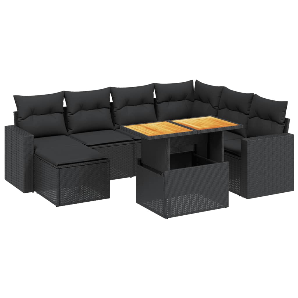 8-delige Loungeset met kussens poly rattan zwart Tuinsets | Creëer jouw Trendy Thuis | Gratis bezorgd & Retour | Trendy.nl