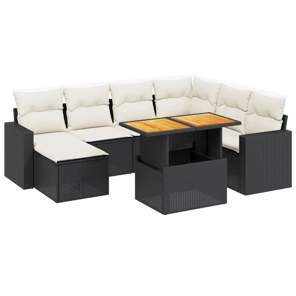 8-delige Loungeset met kussens poly rattan zwart Tuinsets | Creëer jouw Trendy Thuis | Gratis bezorgd & Retour | Trendy.nl