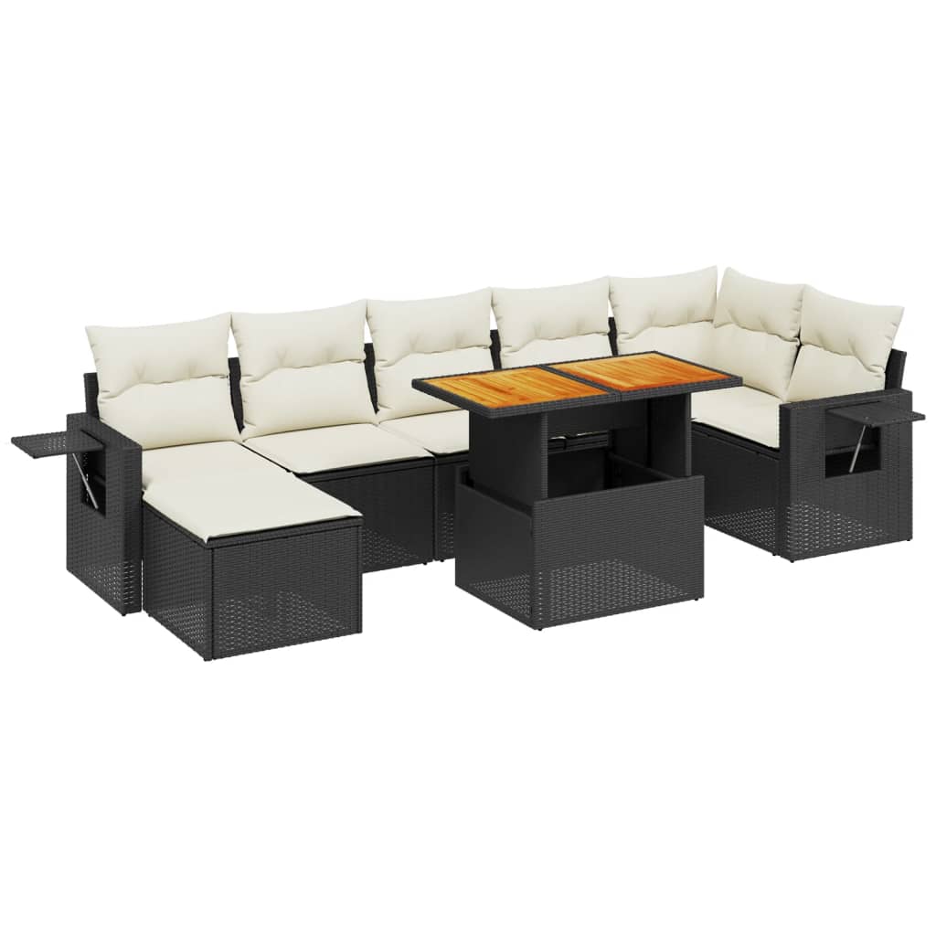 8-delige Loungeset met kussens poly rattan zwart Tuinsets | Creëer jouw Trendy Thuis | Gratis bezorgd & Retour | Trendy.nl