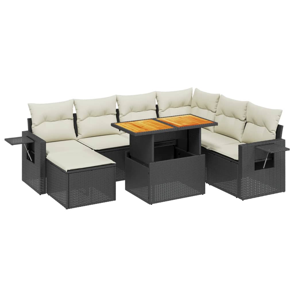 8-delige Loungeset met kussens poly rattan zwart Tuinsets | Creëer jouw Trendy Thuis | Gratis bezorgd & Retour | Trendy.nl