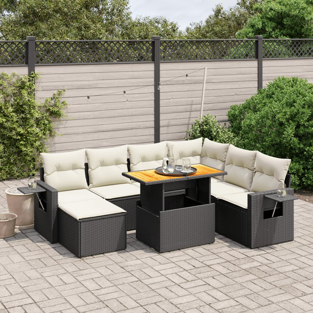 8-delige Loungeset met kussens poly rattan zwart Tuinsets | Creëer jouw Trendy Thuis | Gratis bezorgd & Retour | Trendy.nl