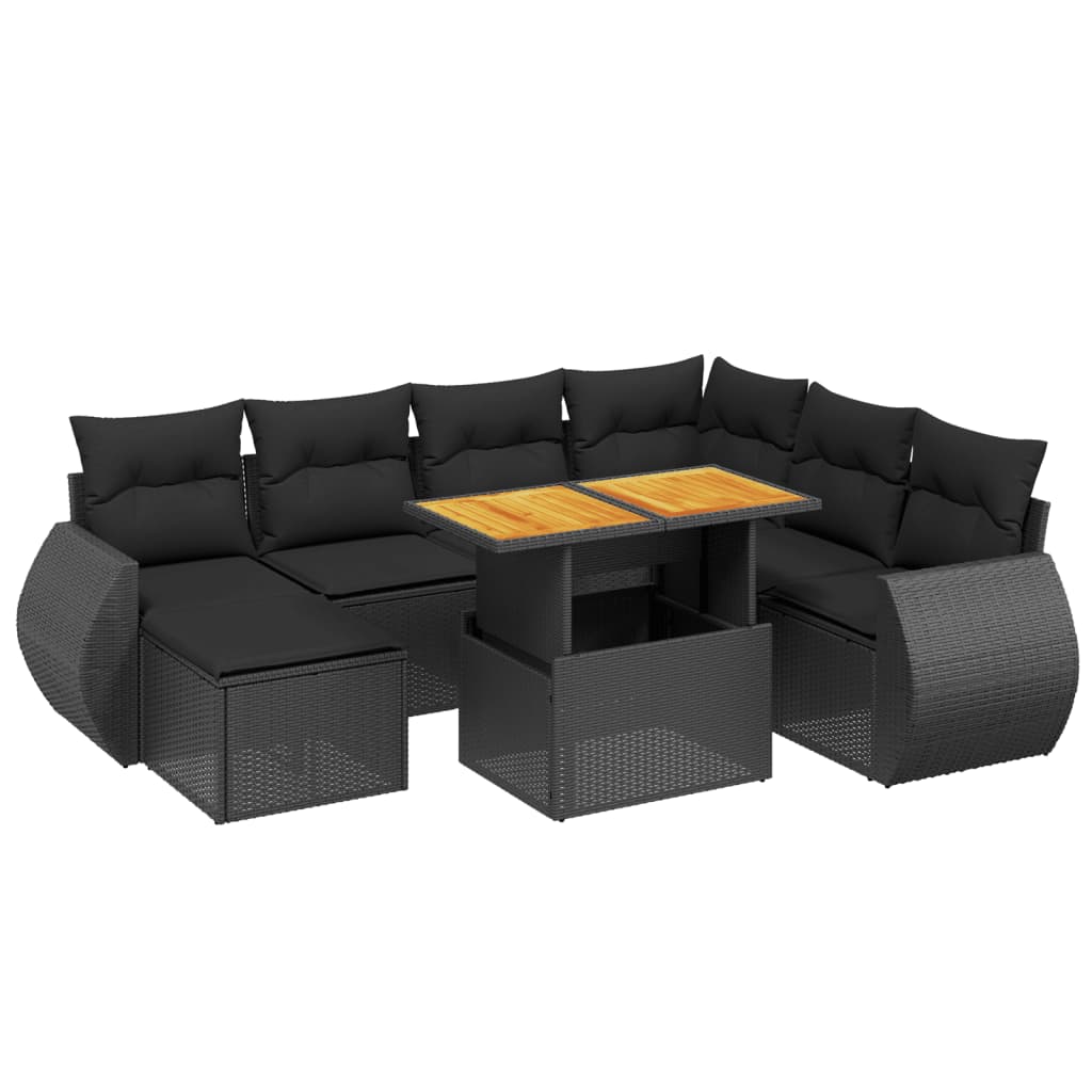 8-delige Loungeset met kussens poly rattan zwart Tuinsets | Creëer jouw Trendy Thuis | Gratis bezorgd & Retour | Trendy.nl