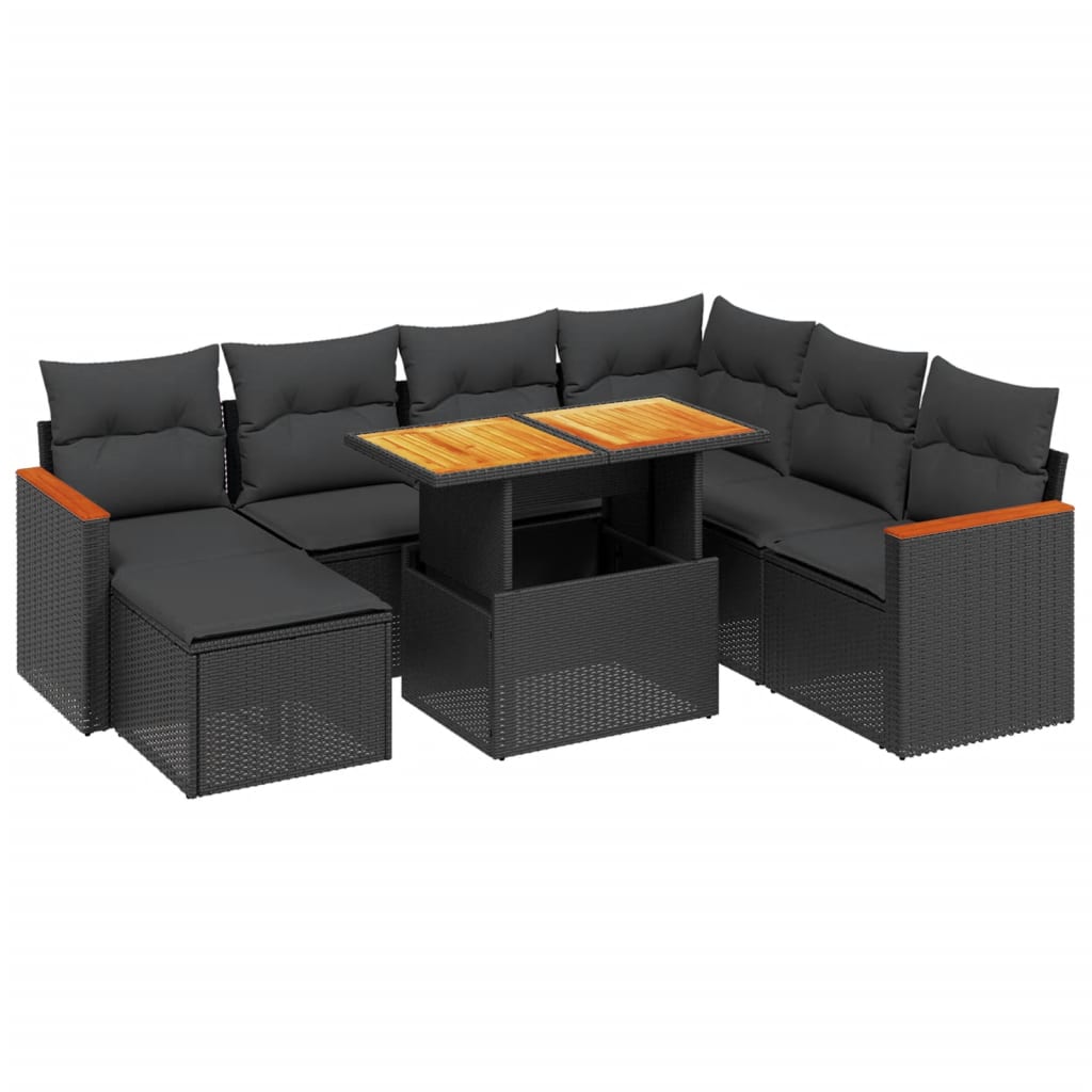 8-delige Loungeset met kussens poly rattan zwart Tuinsets | Creëer jouw Trendy Thuis | Gratis bezorgd & Retour | Trendy.nl