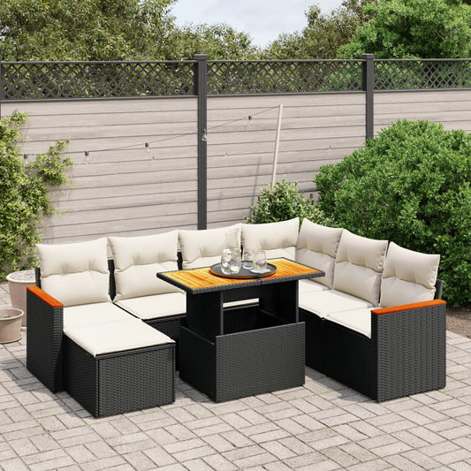 8-delige Loungeset met kussens poly rattan zwart Tuinsets | Creëer jouw Trendy Thuis | Gratis bezorgd & Retour | Trendy.nl