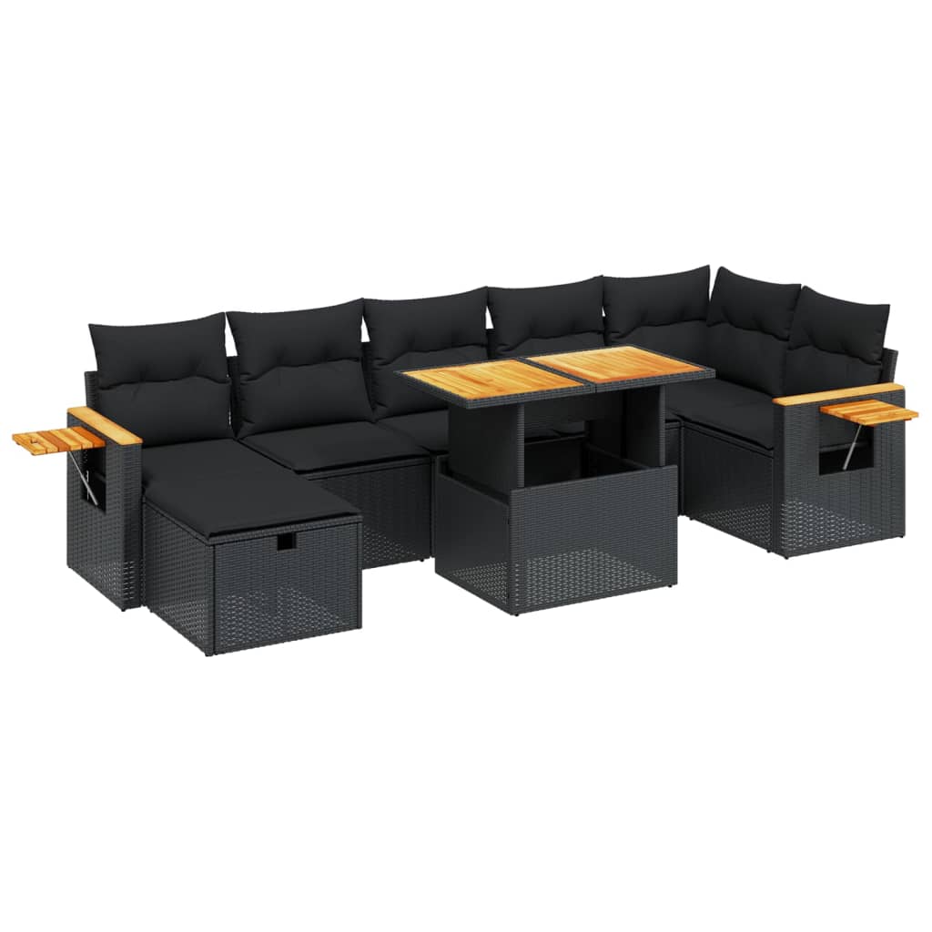 8-delige Loungeset met kussens poly rattan zwart Tuinsets | Creëer jouw Trendy Thuis | Gratis bezorgd & Retour | Trendy.nl