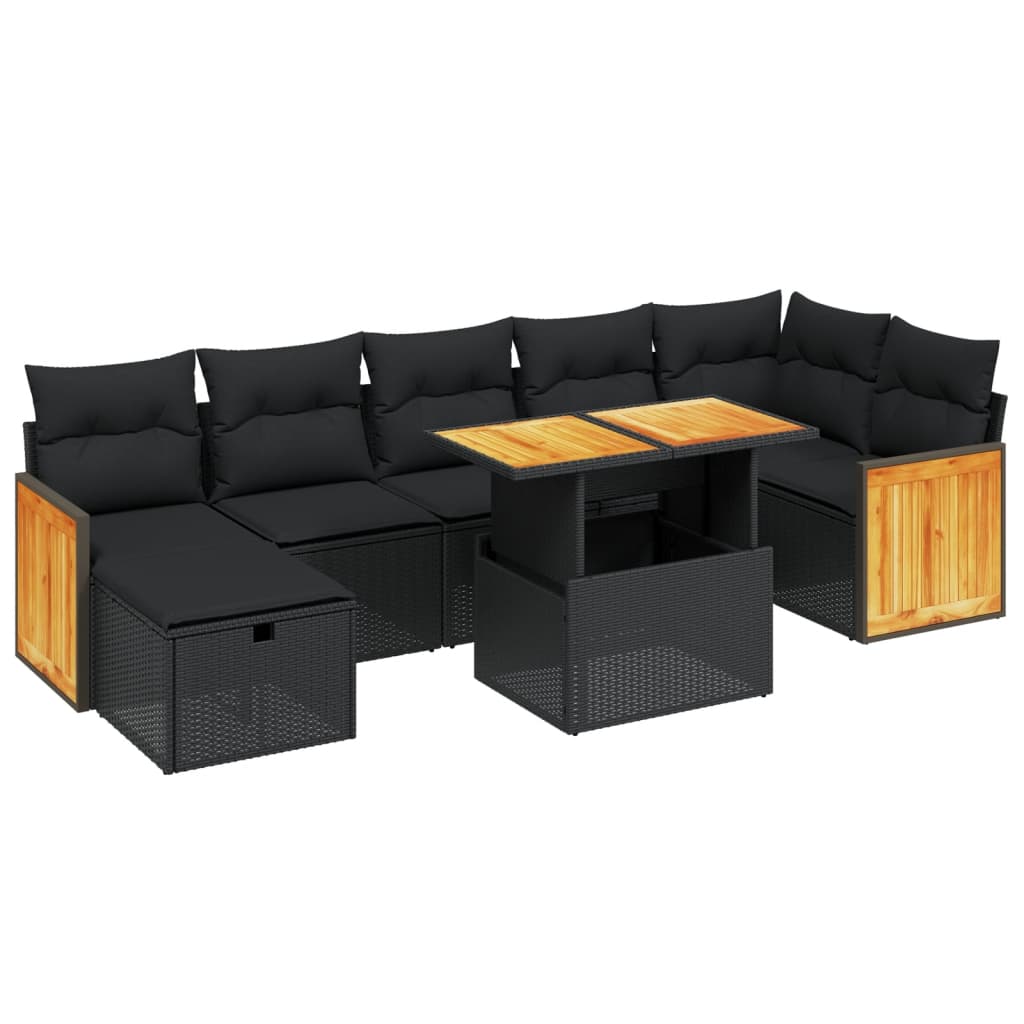 8-delige Loungeset met kussens poly rattan zwart Tuinsets | Creëer jouw Trendy Thuis | Gratis bezorgd & Retour | Trendy.nl