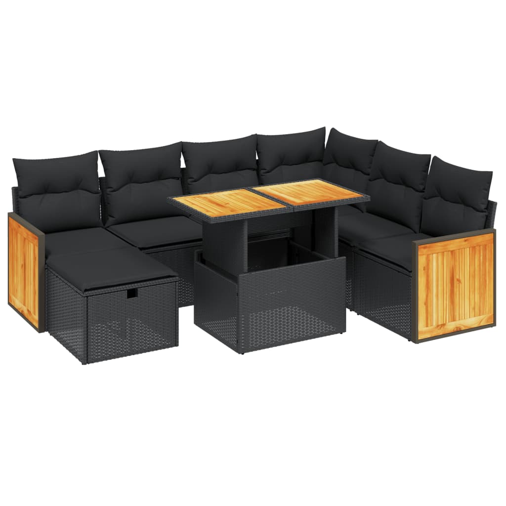 8-delige Loungeset met kussens poly rattan zwart Tuinsets | Creëer jouw Trendy Thuis | Gratis bezorgd & Retour | Trendy.nl