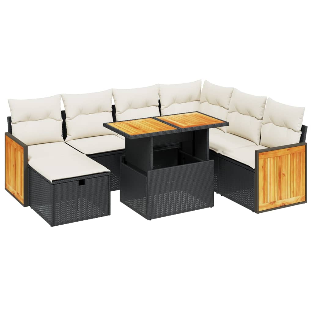 8-delige Loungeset met kussens poly rattan zwart Tuinsets | Creëer jouw Trendy Thuis | Gratis bezorgd & Retour | Trendy.nl