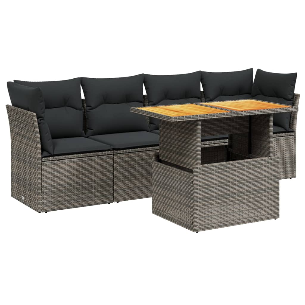 5-delige Loungeset met kussens poly rattan grijs Tuinsets | Creëer jouw Trendy Thuis | Gratis bezorgd & Retour | Trendy.nl