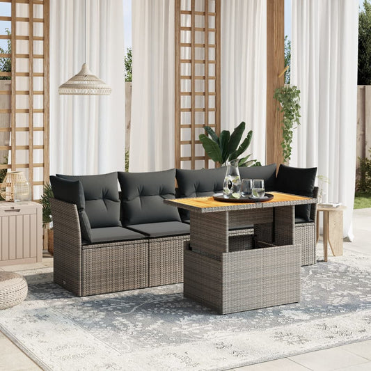 5-delige Loungeset met kussens poly rattan grijs Tuinsets | Creëer jouw Trendy Thuis | Gratis bezorgd & Retour | Trendy.nl