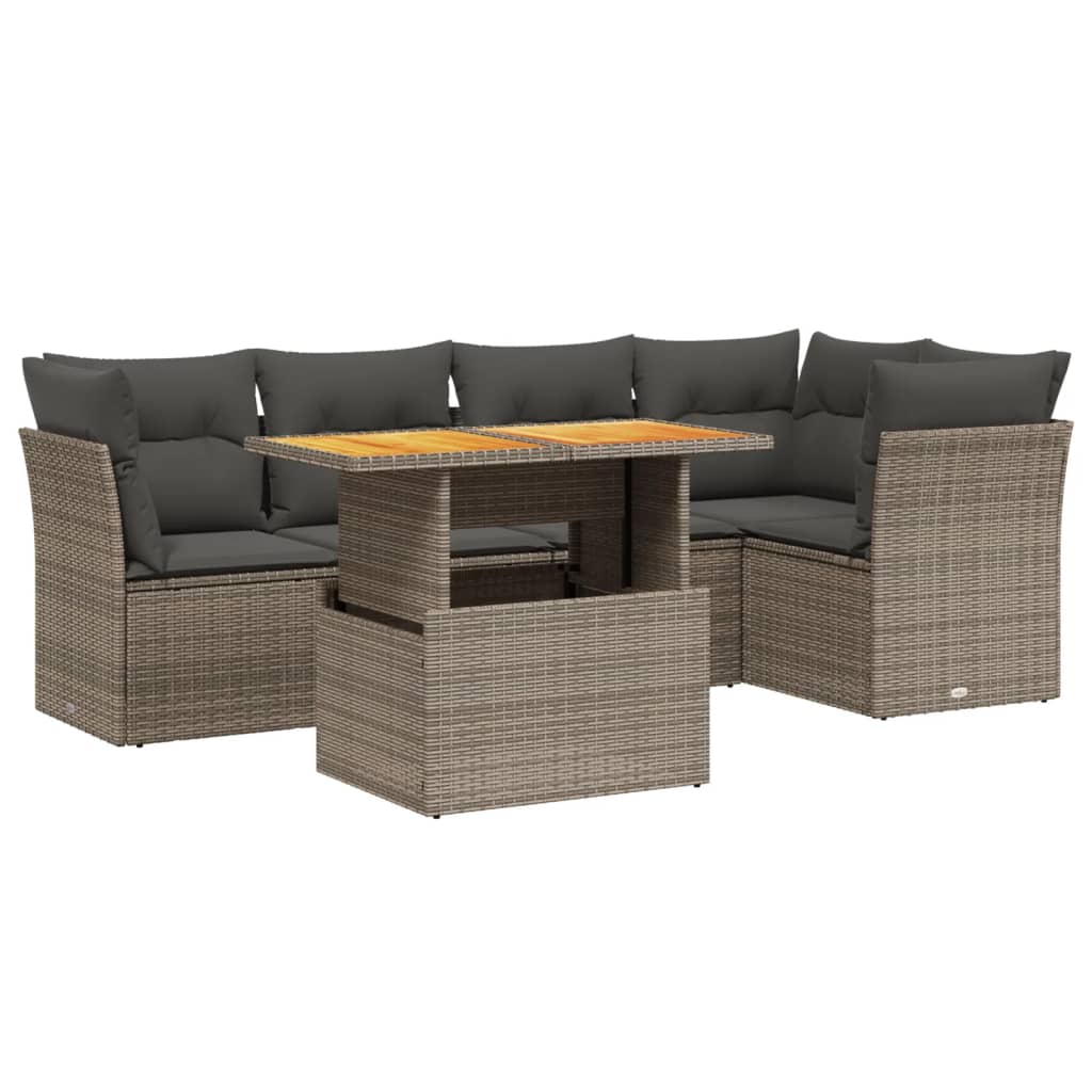 5-delige Loungeset met kussens poly rattan grijs Tuinsets | Creëer jouw Trendy Thuis | Gratis bezorgd & Retour | Trendy.nl