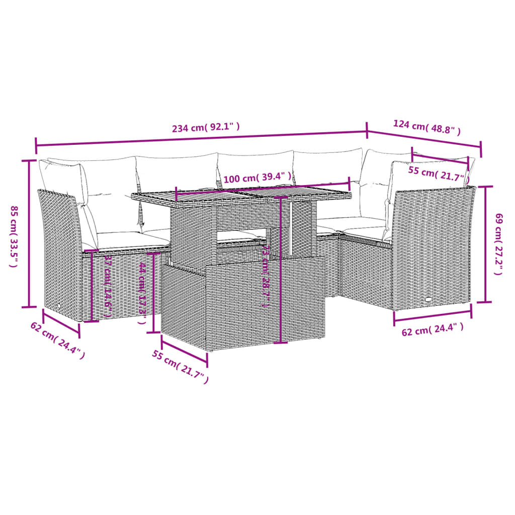 5-delige Loungeset met kussens poly rattan grijs Tuinsets | Creëer jouw Trendy Thuis | Gratis bezorgd & Retour | Trendy.nl