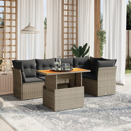 5-delige Loungeset met kussens poly rattan grijs Tuinsets | Creëer jouw Trendy Thuis | Gratis bezorgd & Retour | Trendy.nl