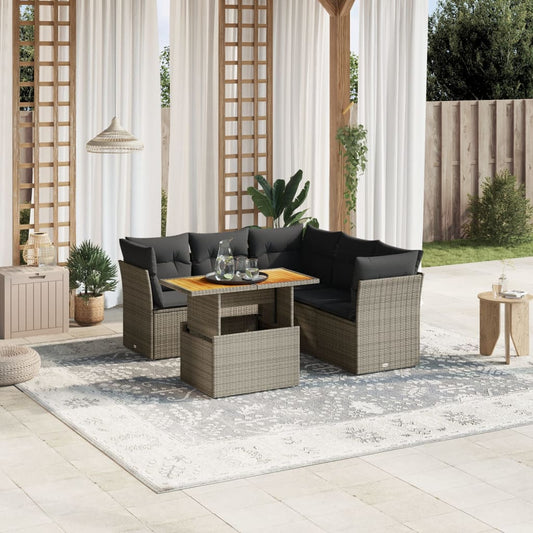 5-delige Loungeset met kussens poly rattan grijs Tuinsets | Creëer jouw Trendy Thuis | Gratis bezorgd & Retour | Trendy.nl